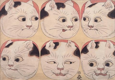 歌川国芳　《猫の百面相》　1840年代　錦絵